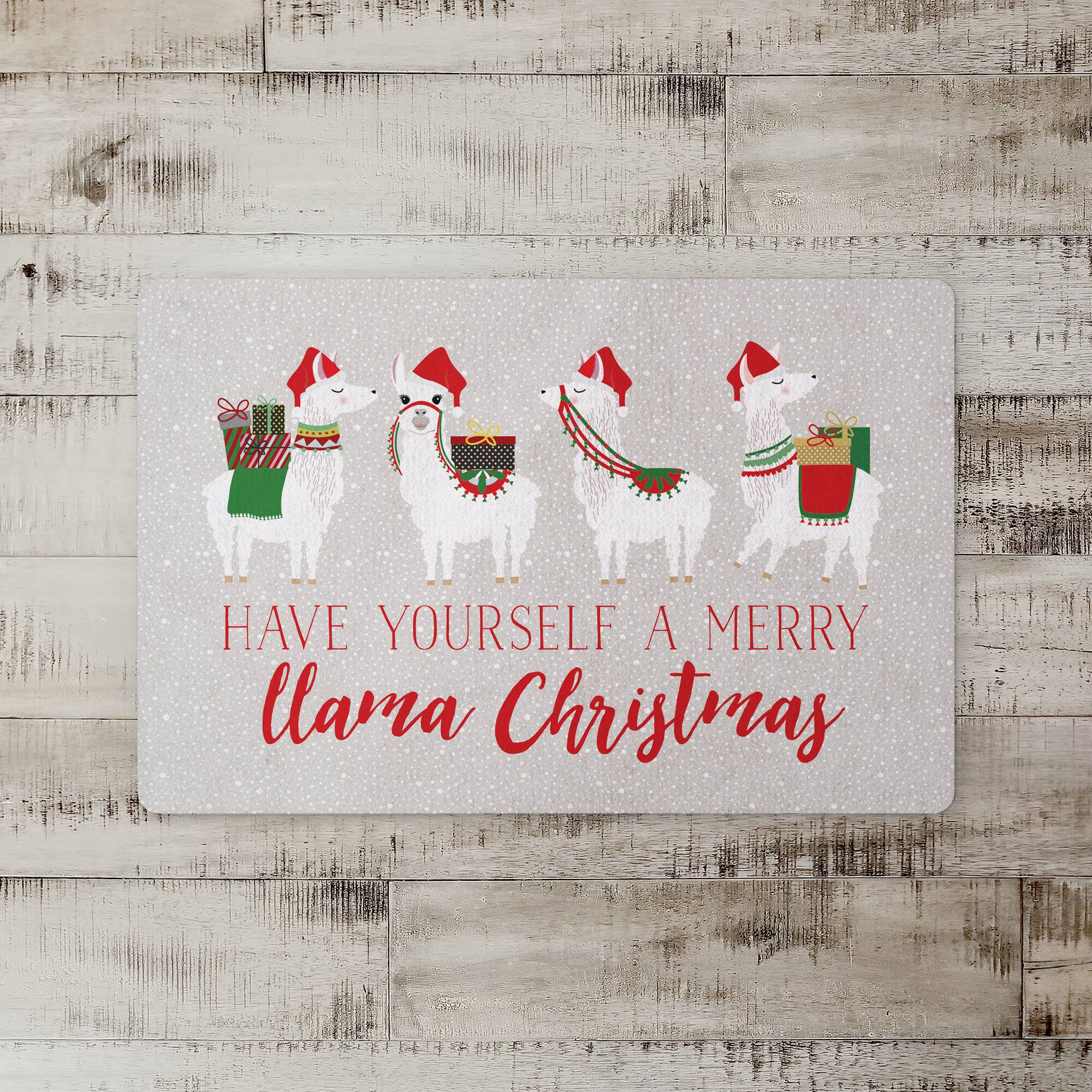 Merry Llama Christmas Floor Mat
